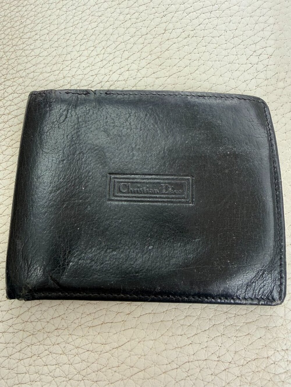 VINTAGE CHRISTIAN DIOR BLACK LEATHER BIFOLD MENS WALLET